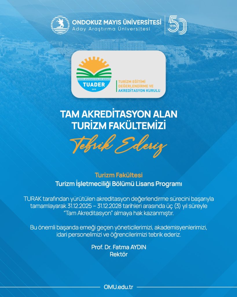Turizm İşletmeciliği Bölümüne TURAK’tan ‘Tam Akreditasyon’ verildi